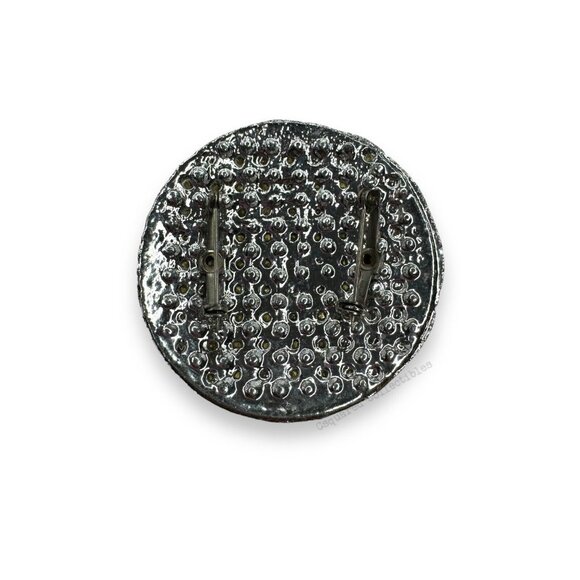 Silver Tone Aurora Borealis Crystal Circle Brooch - Picture 6 of 10